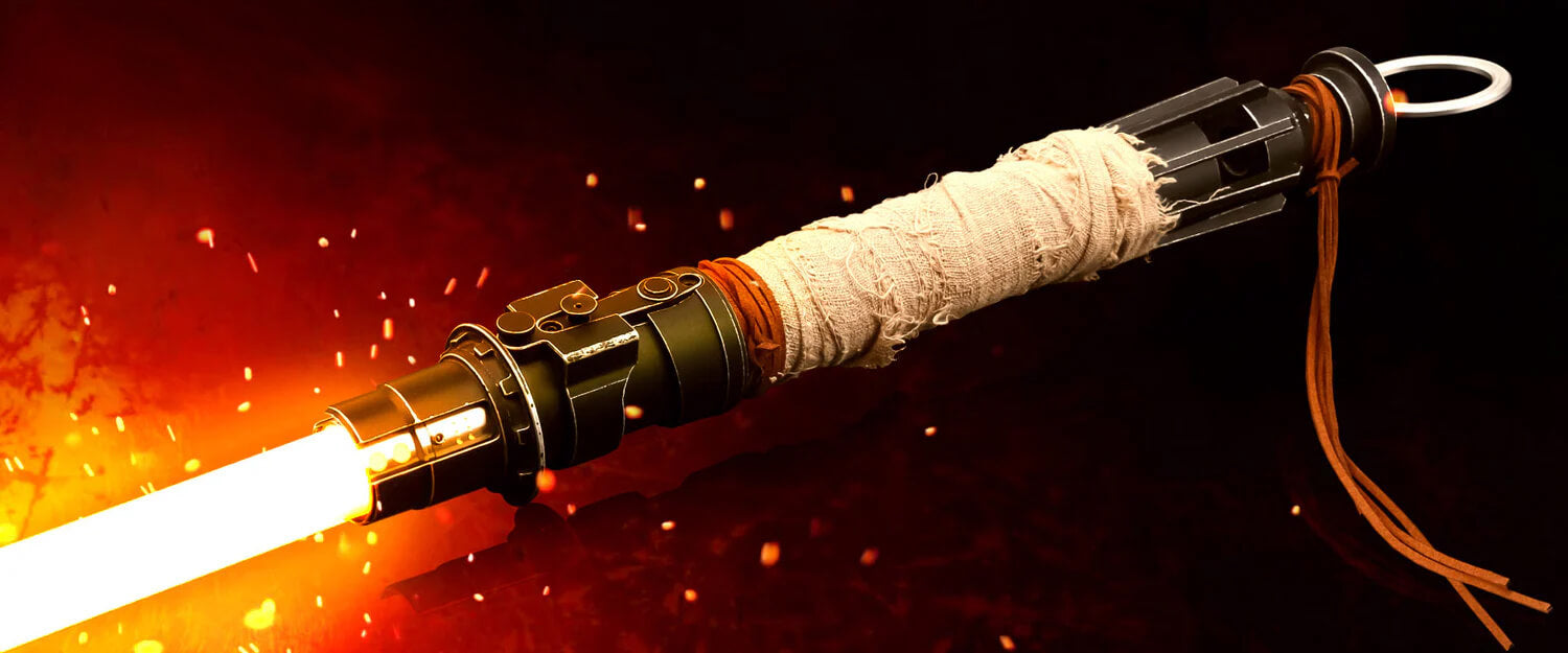 SabersPro Boone Kestis Light saber with fiery background