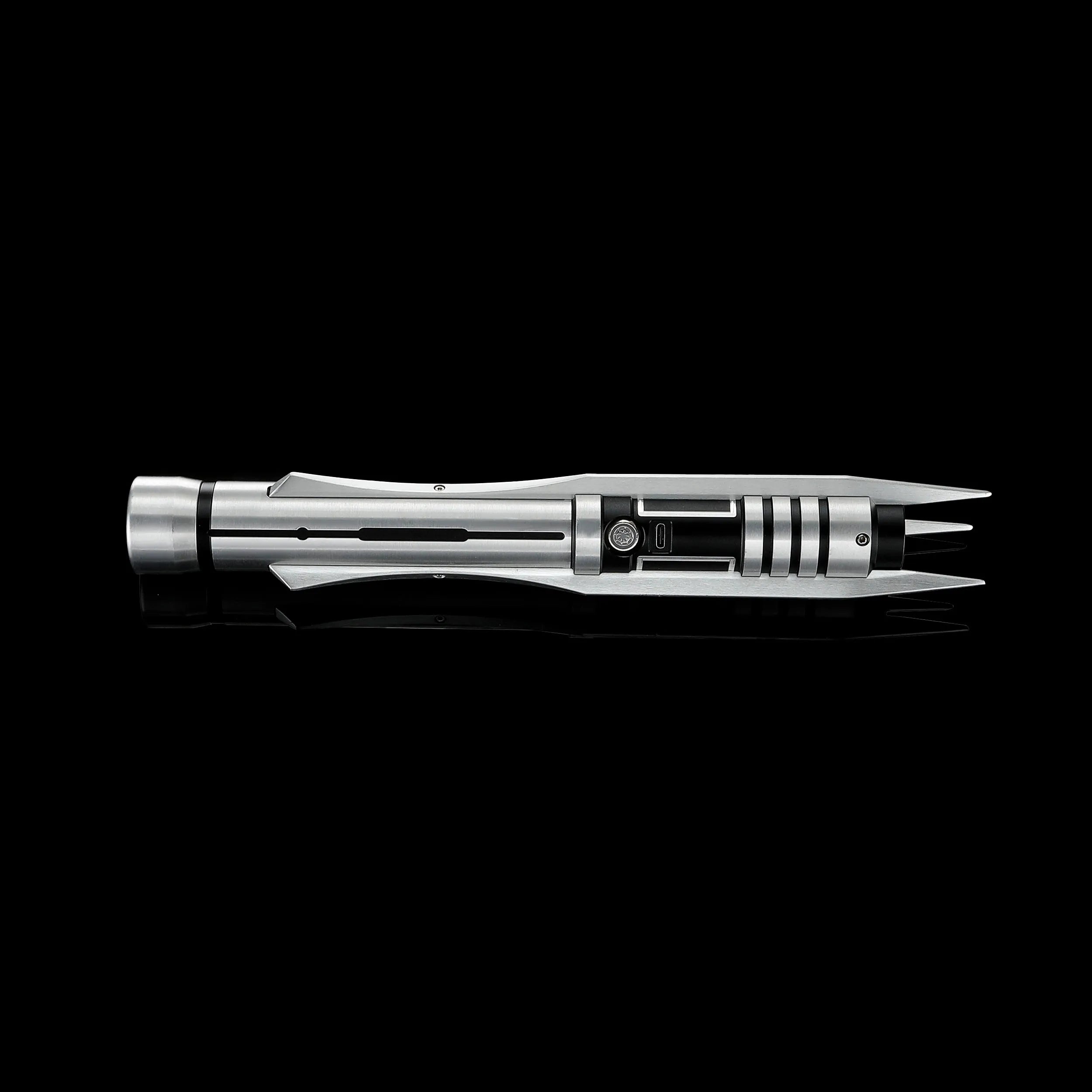 Screen-accurate Jedi Revan replica saber with a grooved T6 Aircraft Aluminum hilt and winged accents.