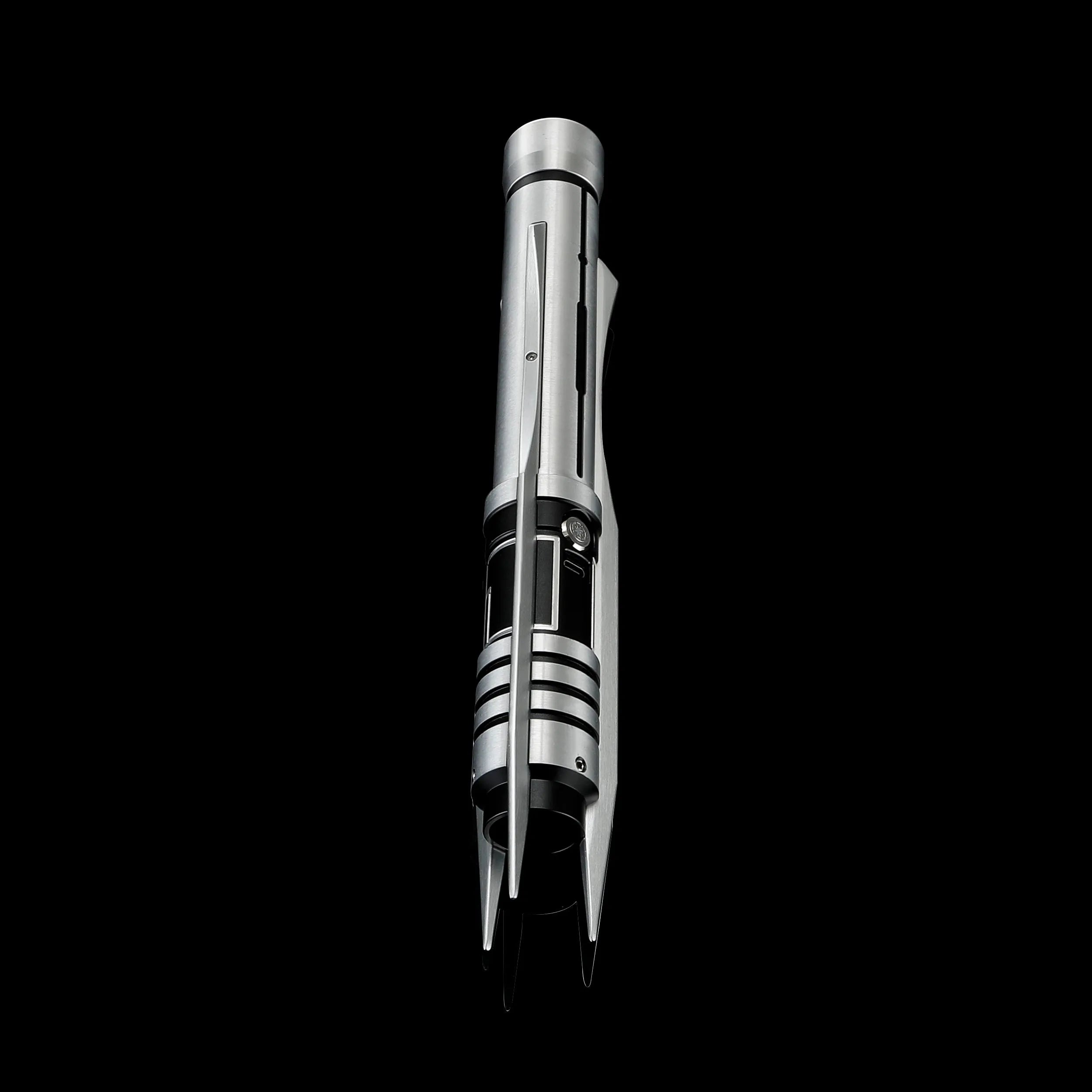 Screen-accurate Jedi Revan saber replica with a grooved T6 Aircraft Aluminum hilt and winged accents.