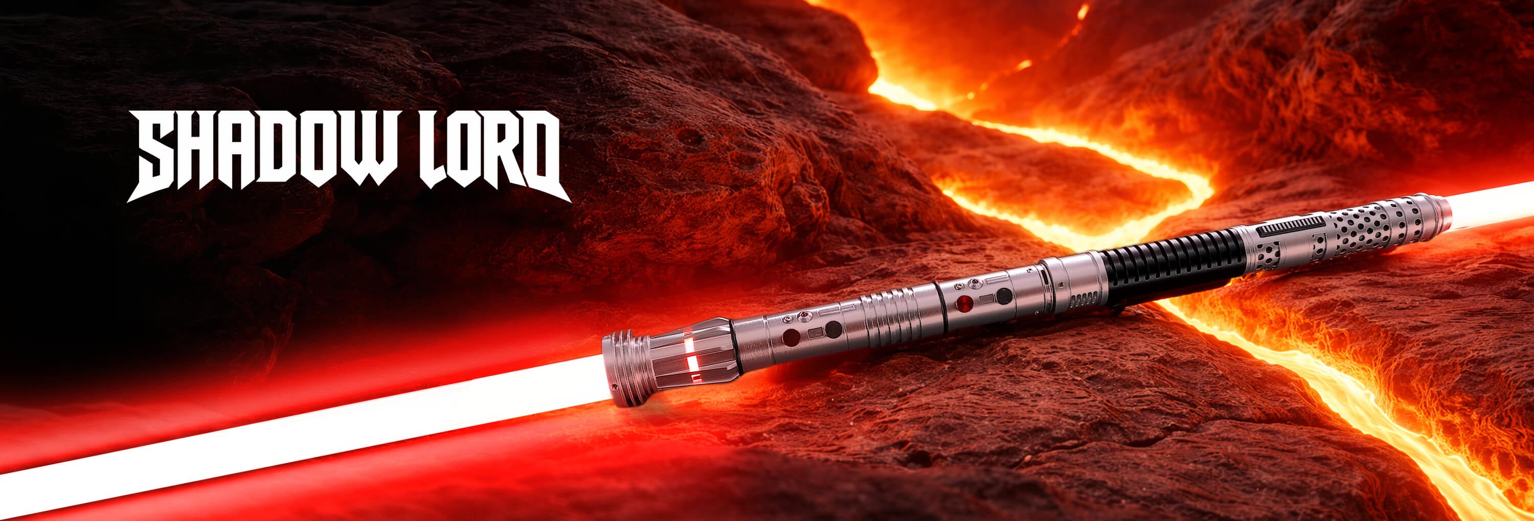 Darth Maul lightsaber on a fiery background with 'Darth Maul' text.