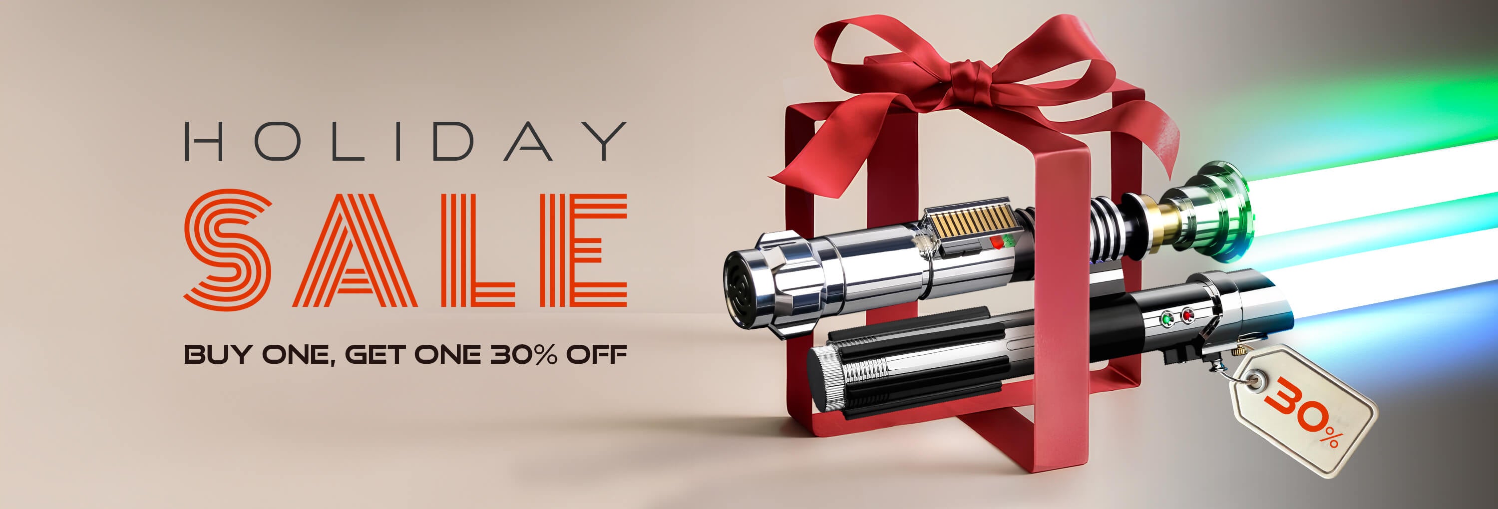 SabersPro lightsaber holiday sale - buy one get 30% off, plus extended returns