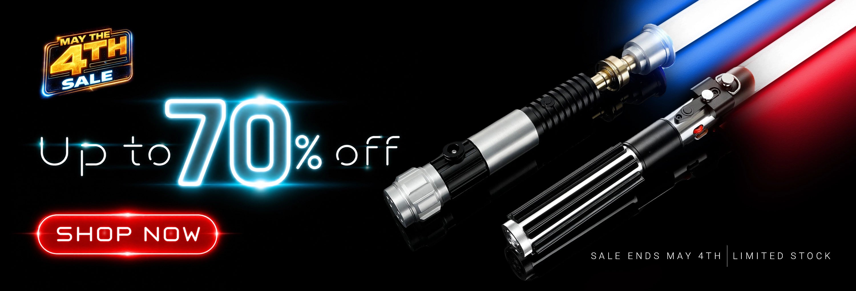 SabersPro May4th lightsaber sale - Up to 70% off site wide