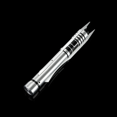 Screen-accurate Jedi Revan saber replica with a grooved T6 Aircraft Aluminum hilt and winged accents.
