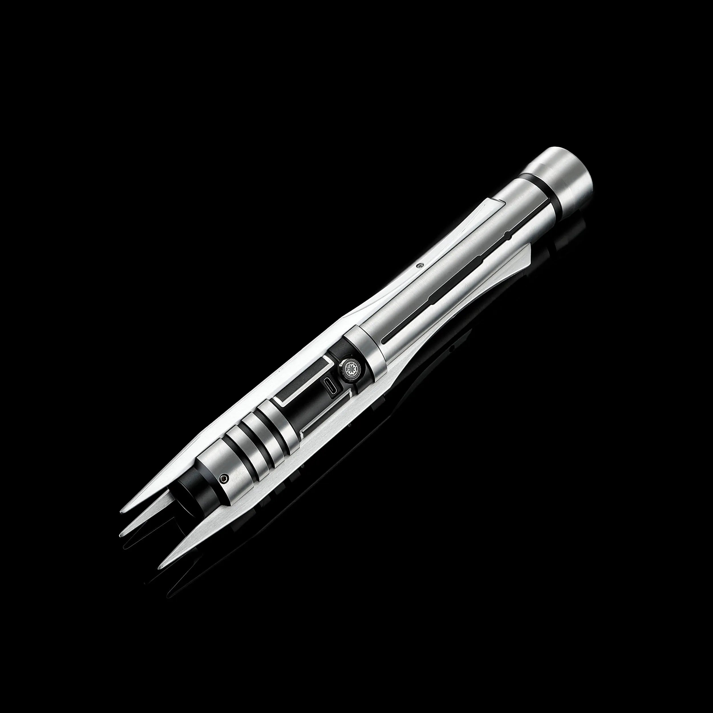 Screen-accurate Jedi Revan replica saber with a grooved, winged T6 Aircraft Aluminum hilt.