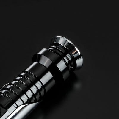 Qui-Gon Jinn lightsaber hilt, black and silver T60 aluminum, sleek design.